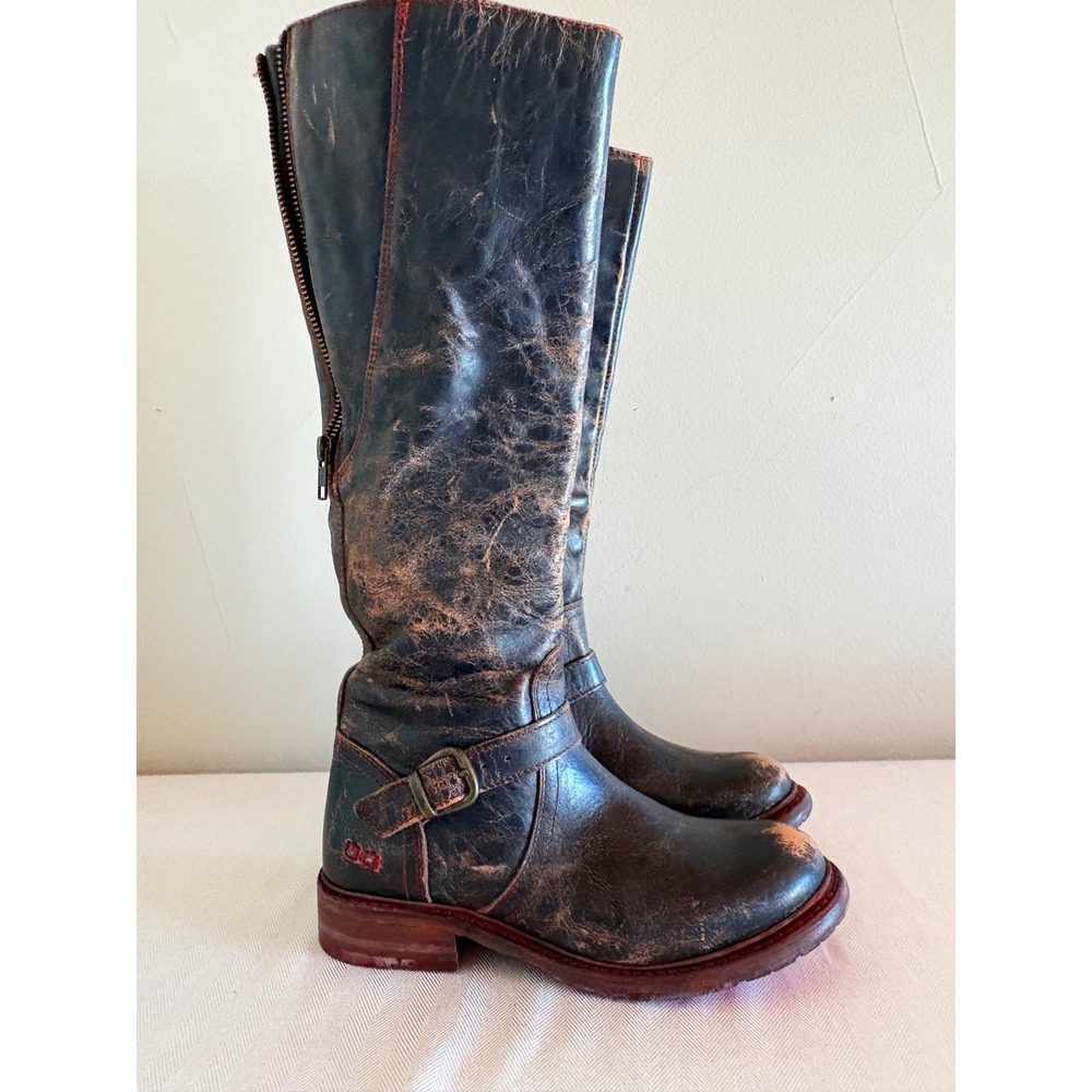 NEW Bed Stu Glaye Rustic Distressed Leather Knee High Moto Boots Brown Size 7.5